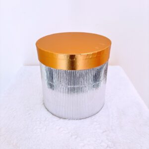 Caja cilíndrico plateado