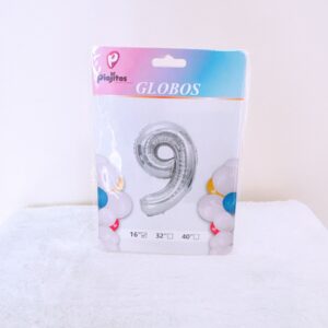 Globos en numero 9 plateado