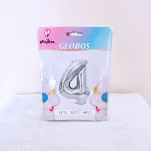 Globos en numero 4 plateado