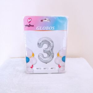 Globos en numero 3 plateado