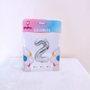 Globos en numero 2 plateado