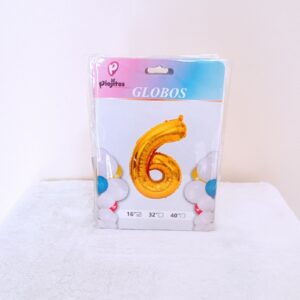 Globos en numero 6 dorado