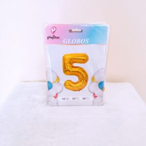 Globos en numero 5 dorado