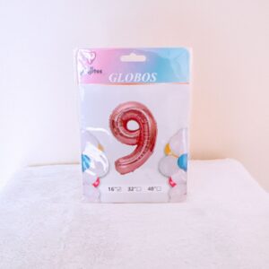 Globos en numero 9 palo rosa