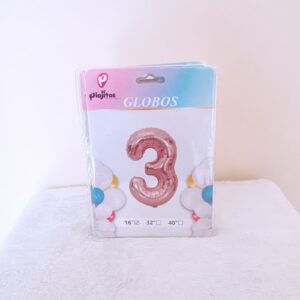 Globos en numero 3 palo rosa