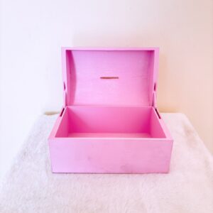 Caja de madera cofre rosa
