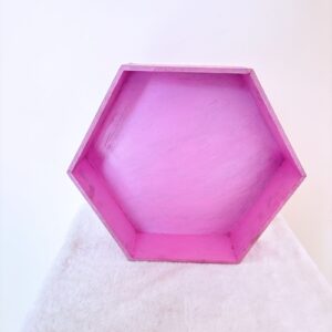 Caja de madera octagonal rosa