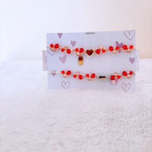 Pulsera de perlita con corazón plateado