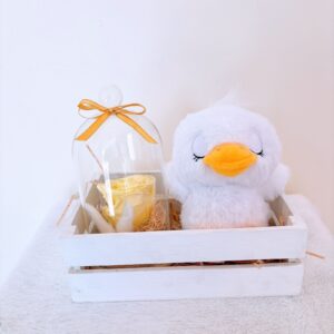 Detalle con pato y flor eterna