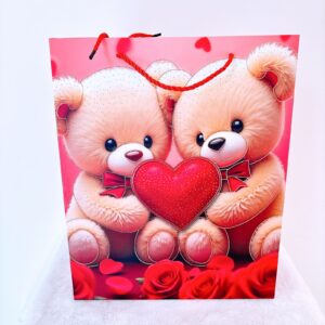 Funda roja con dos ositos y corazón