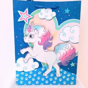 Funda azul y unicornio blanco