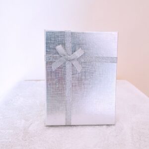 Caja ancha plateado brilloso