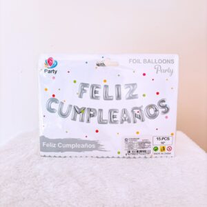 Letras feliz cumpleaños plateado