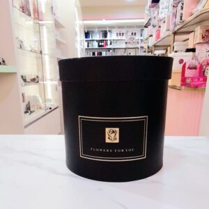 Caja Redonda Negra - Flowers Peq