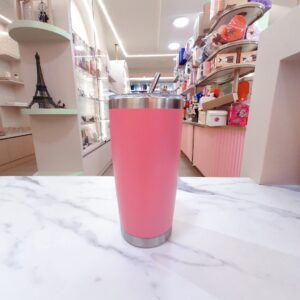 Vaso Térmico con Sorbete de Acero Inoxidable Rosado 600ml