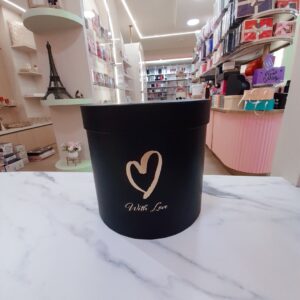 Caja Cilíndrica Negra Grande - With Love