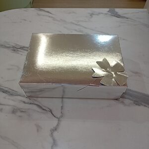 Caja gris metálica con lazo mediana