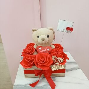 Arreglo Peluche + Flores Eternas
