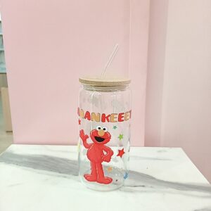 Vaso de vidrio con sorbete de Elmo