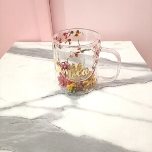 Taza de Cristal Floreada