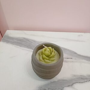 Vela en maceta de cemento gris