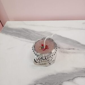 Vela en maceta hexagonal tipo marmol