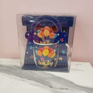 Taza HAPPY BIRTHDAY azul con globos