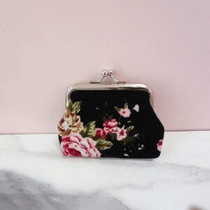 Monedero Negro con Flores