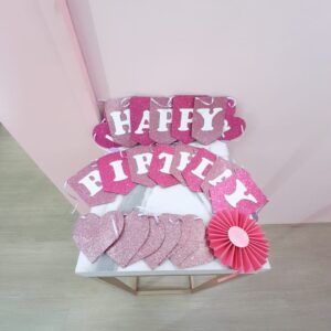 Conjunto de Happy Birthay Rosado