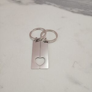 Llavero doble con corazón a la mitad